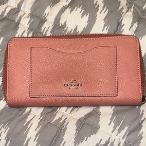 Coach Blush Leather Zip Wallet